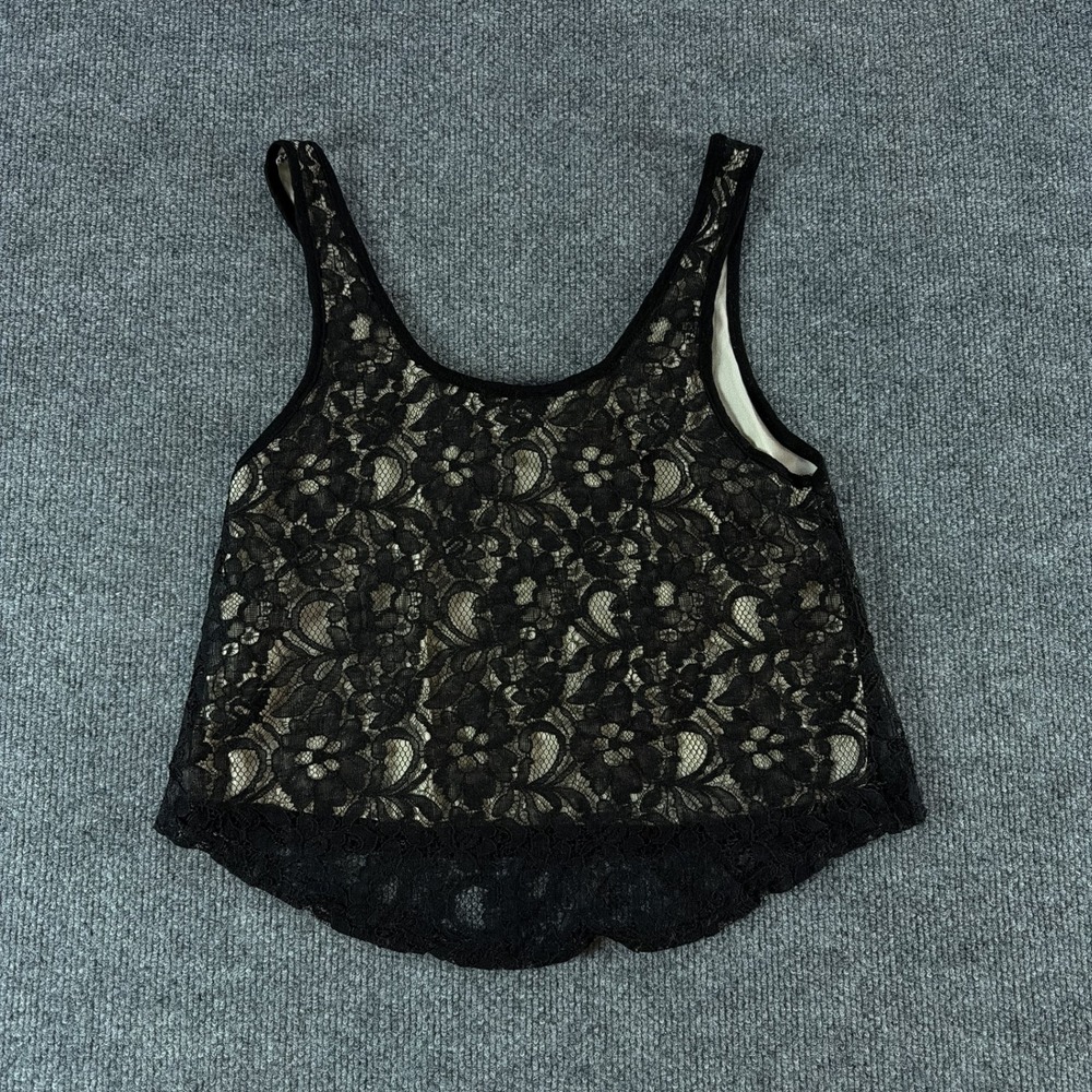 S.O.Y. Shine On You Black Floral Lace Y2k Tank Top Whimsigoth Xs Summer Goth View 6